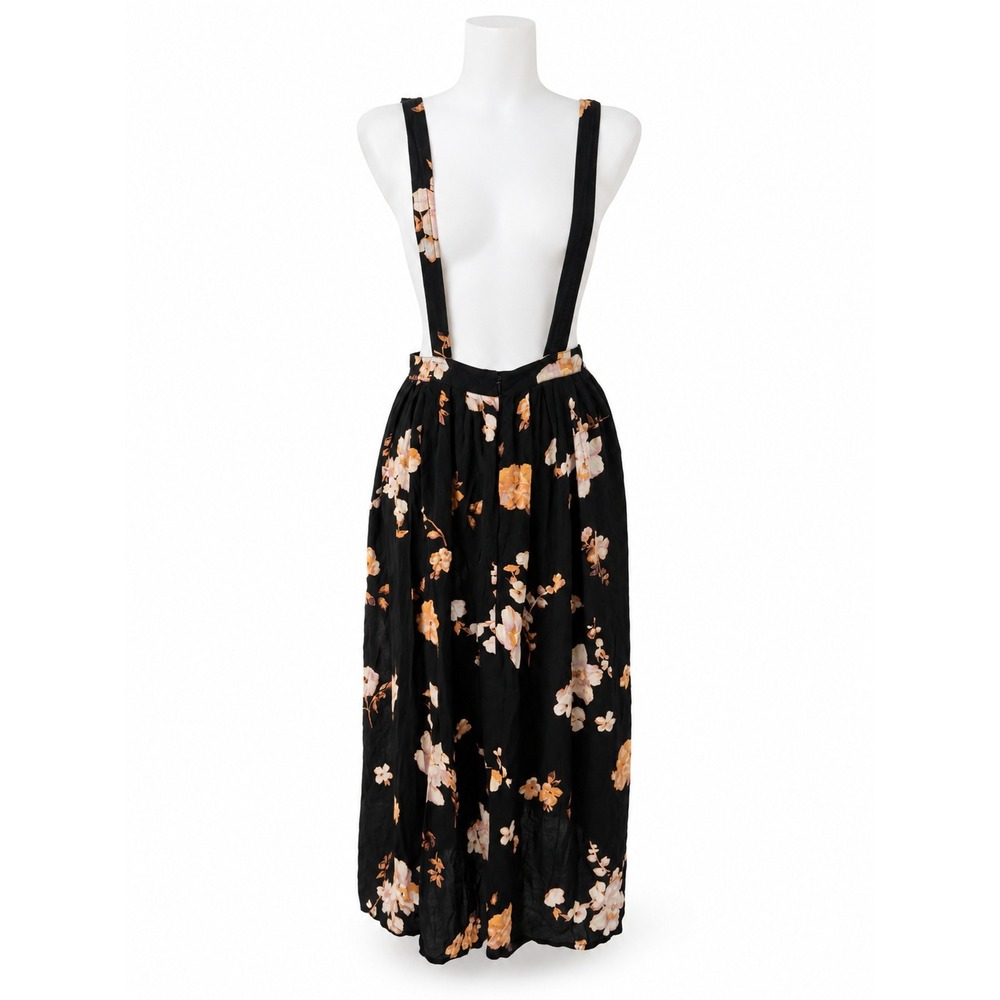 Kimchi Blue Floral Suspender Midi Skirt XS/S Boho‎ Cottagecore Prairie Black